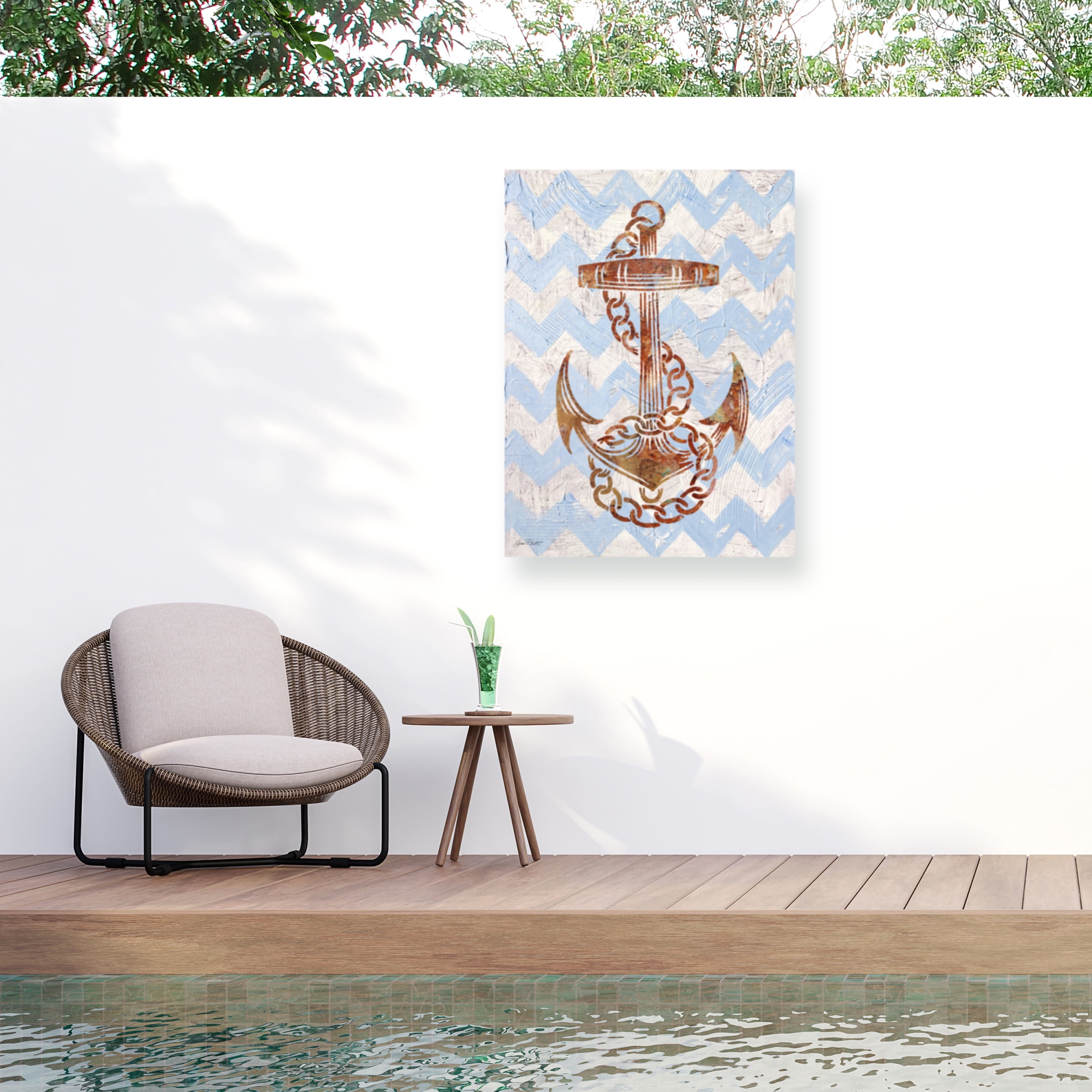 Jean Plout 'Anchors Away' Outdoor Canvas 19x14