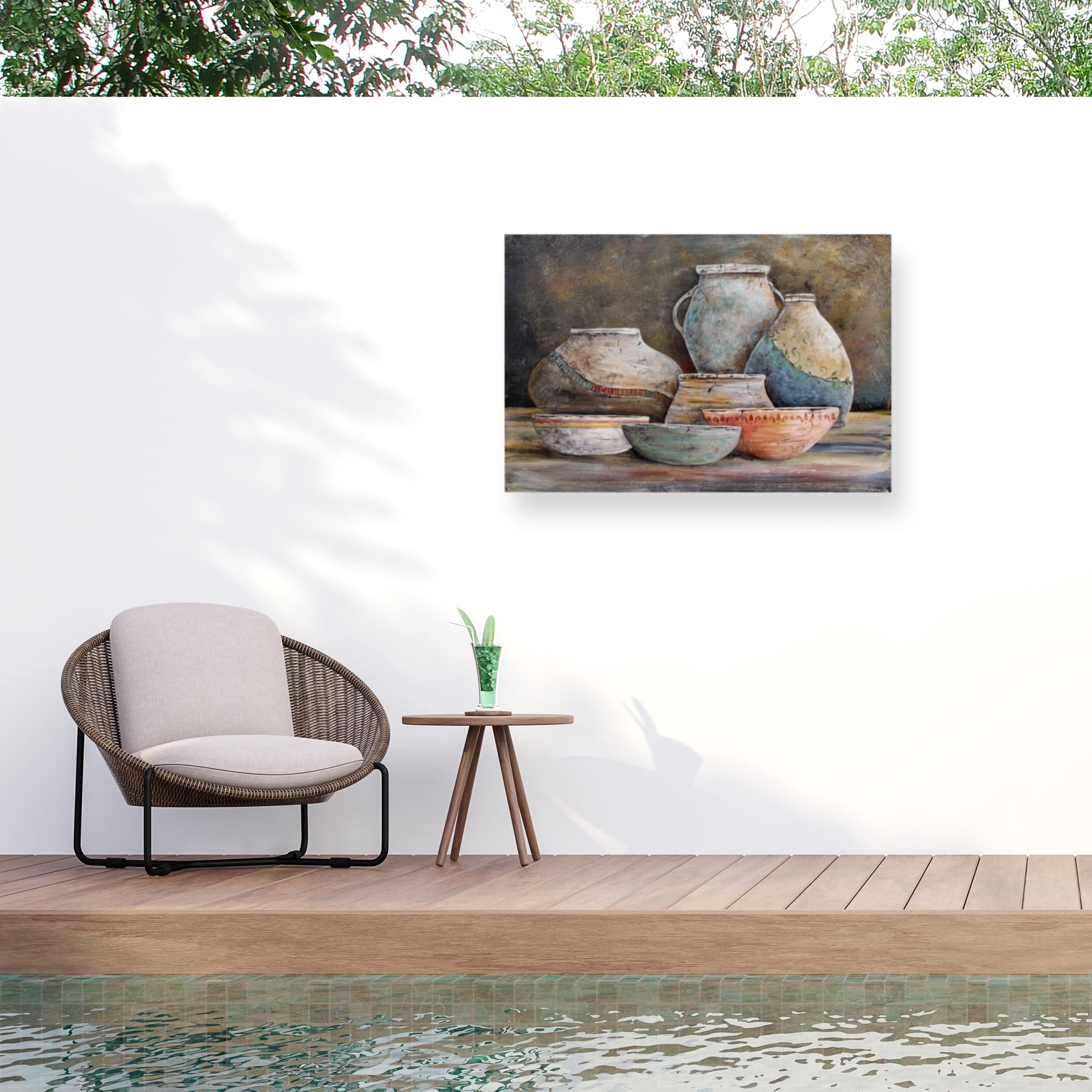Jean Plout 'Clay Pottery Still Life 1' Outdoor All-Weather Wall Decor