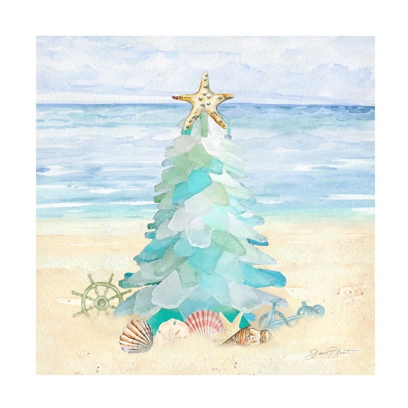 Jean Plout Coastal Seaglass Christmas Tree Canvas Art Print