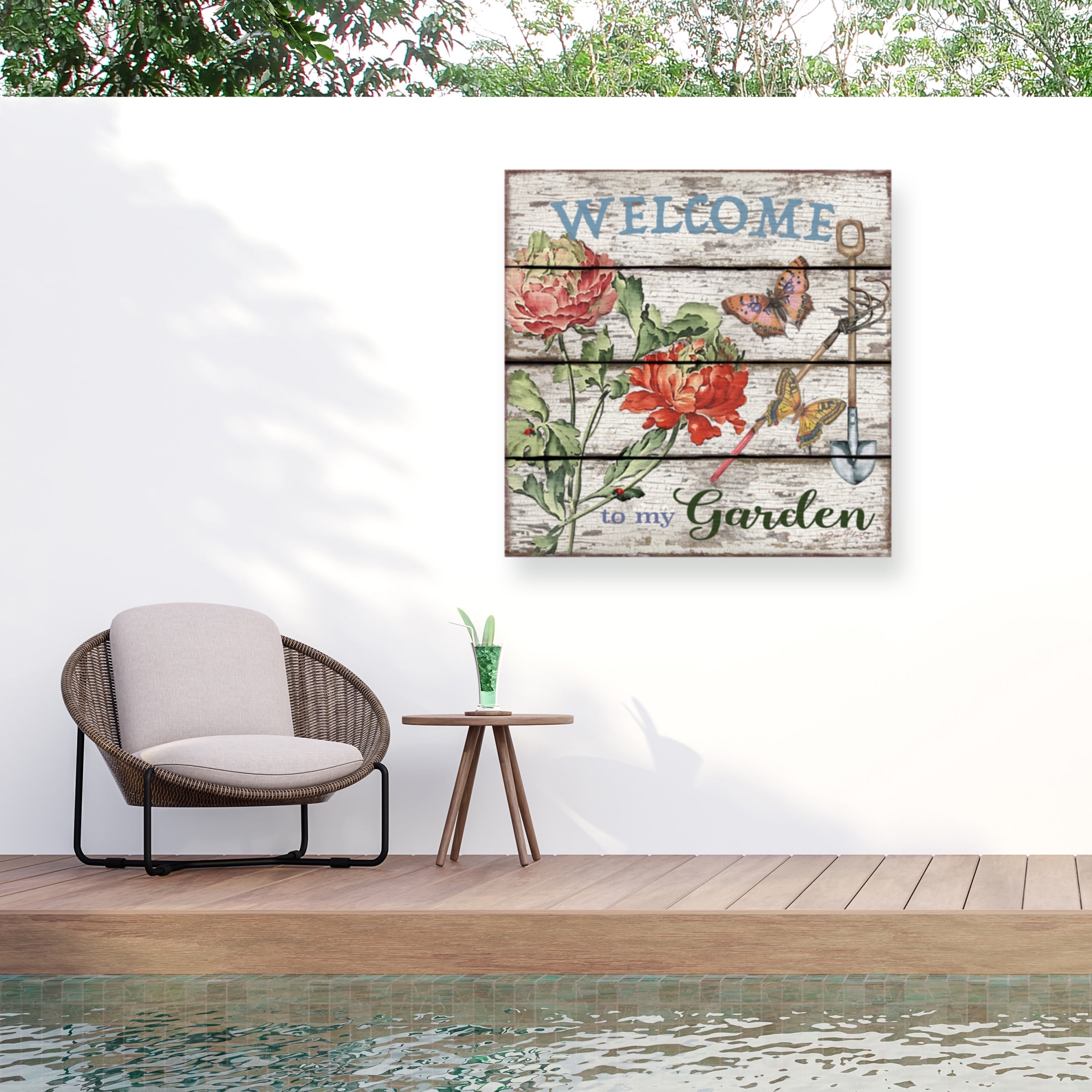 Jean Plout 'Country Garden' Outdoor Canvas 14x14