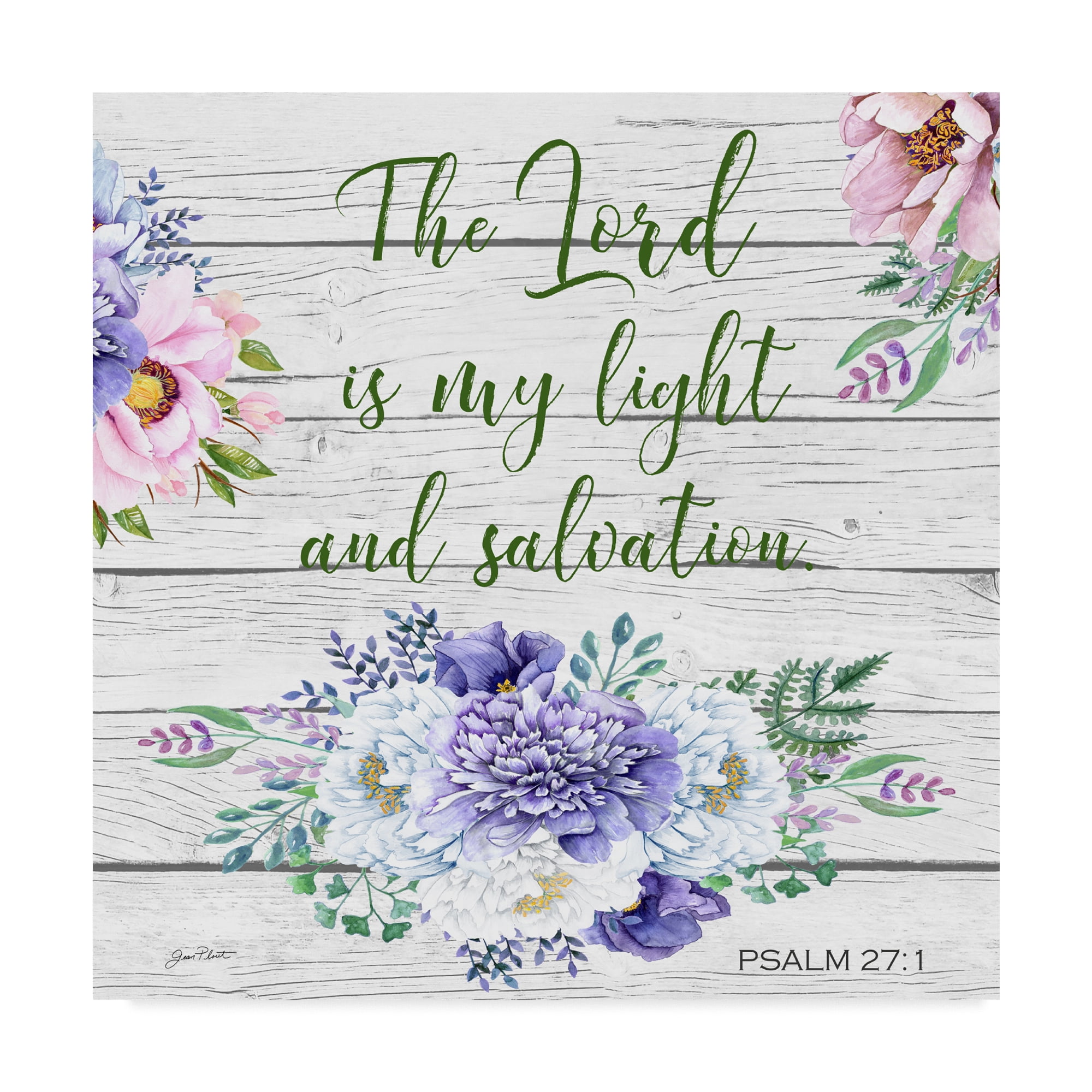 Garden Florals Bible Verse Square Canvas Art in Brown and Beige