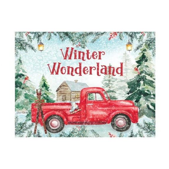 Jean Plout 'Red Christmas Truck In Wonderland' Canvas Art