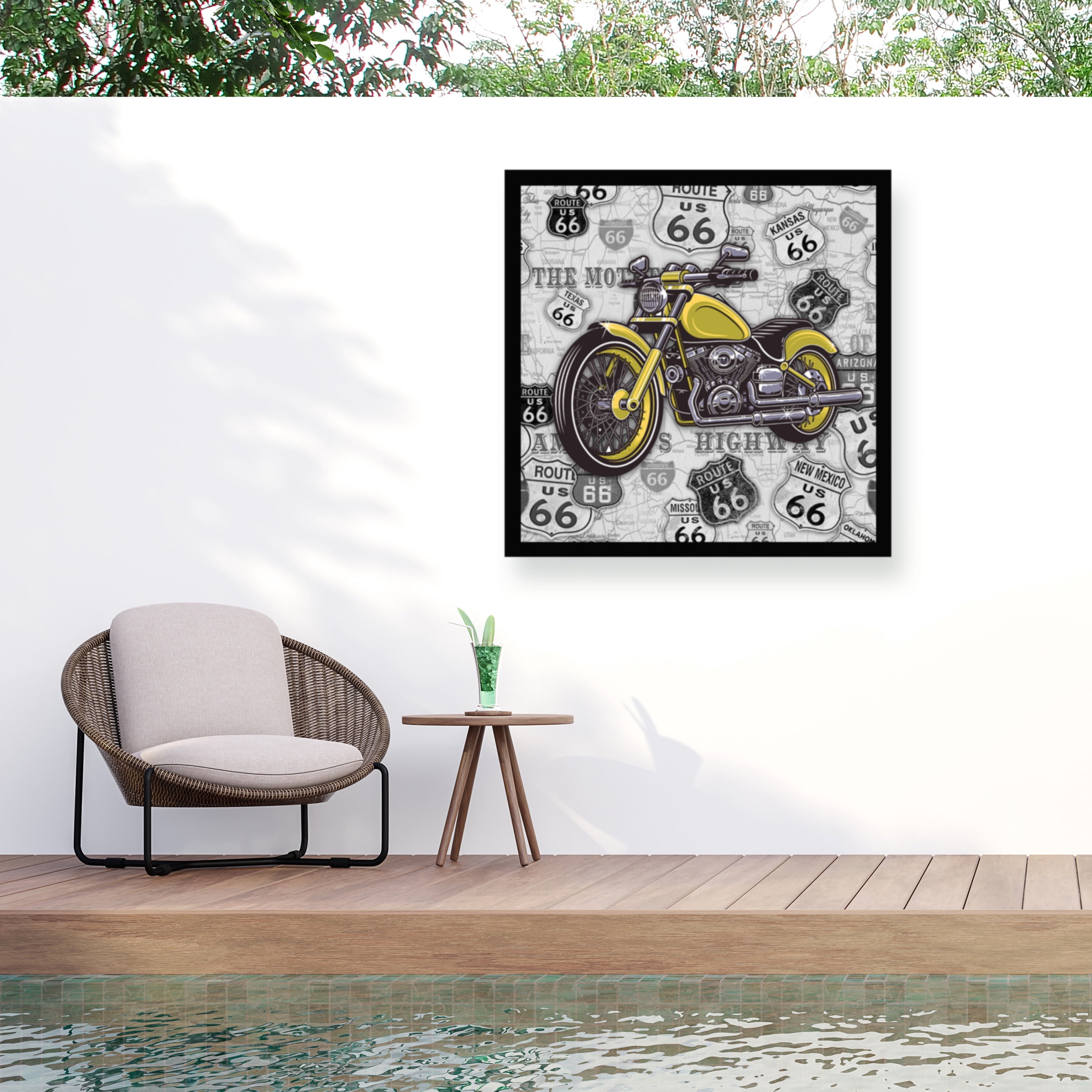 Jean Plout 'Vintage Motorcycles On Route 66 17' Outdoor Canvas 35x35