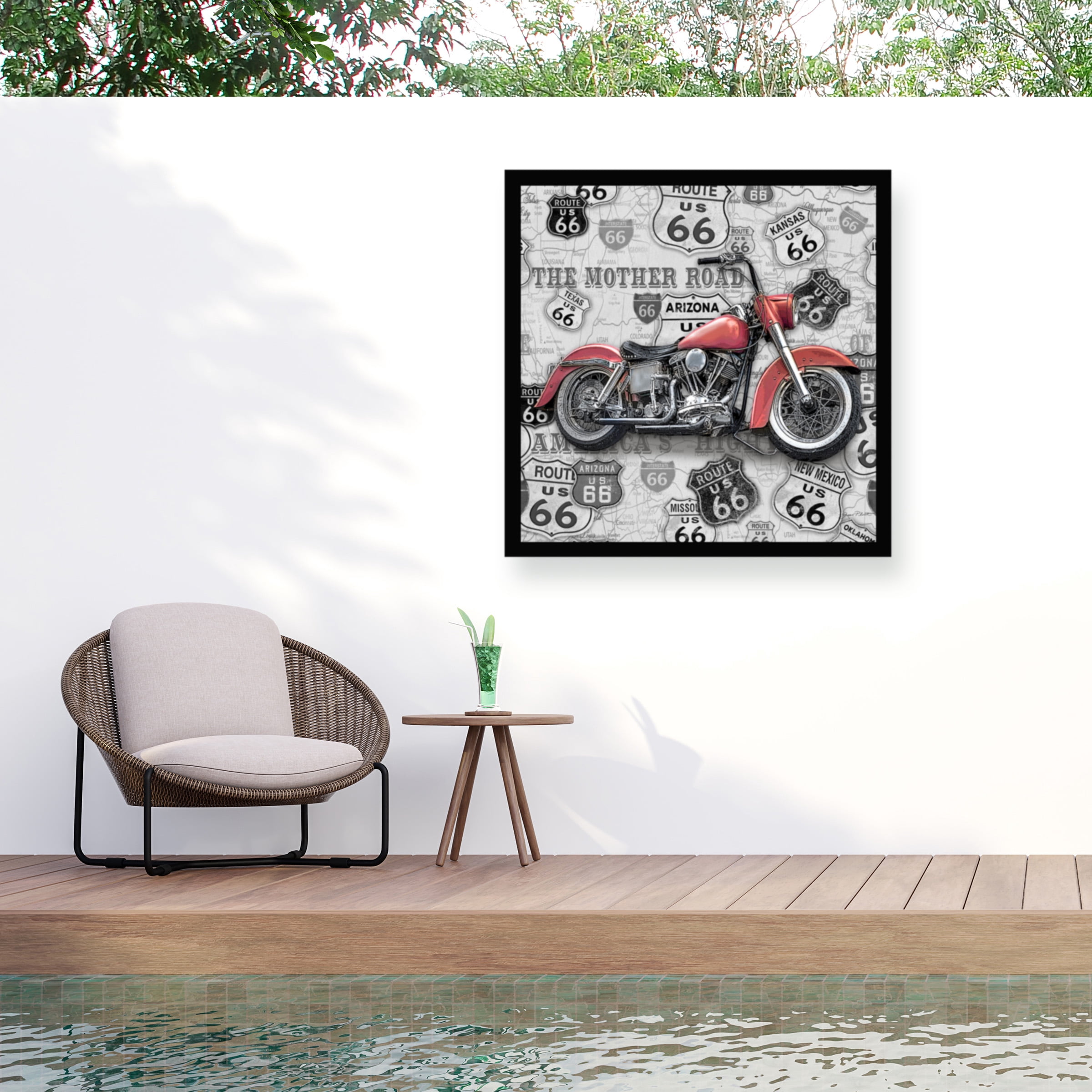 Jean Plout 'Vintage Motorcycles On Route 66 6' Outdoor Canvas 35x35