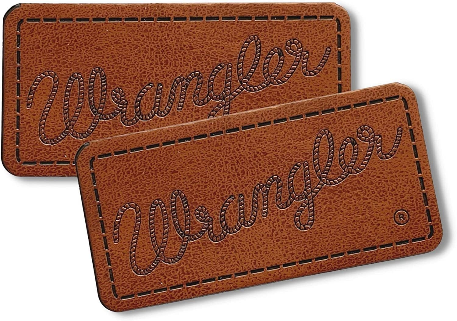Jean Pocket Mold Freshie Patches  150 Pack  Faux Leather Stamped Patch 2" x 1" Size  Patch Embellishment for Silicone Bead  Brown Leather Design Stamped Patch