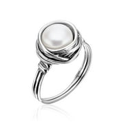 JEAN RACHEL JEWELRY 925 Sterling Silver Ring with Fresh Water Pearl Nickel & Lead-Free, Gift For Her