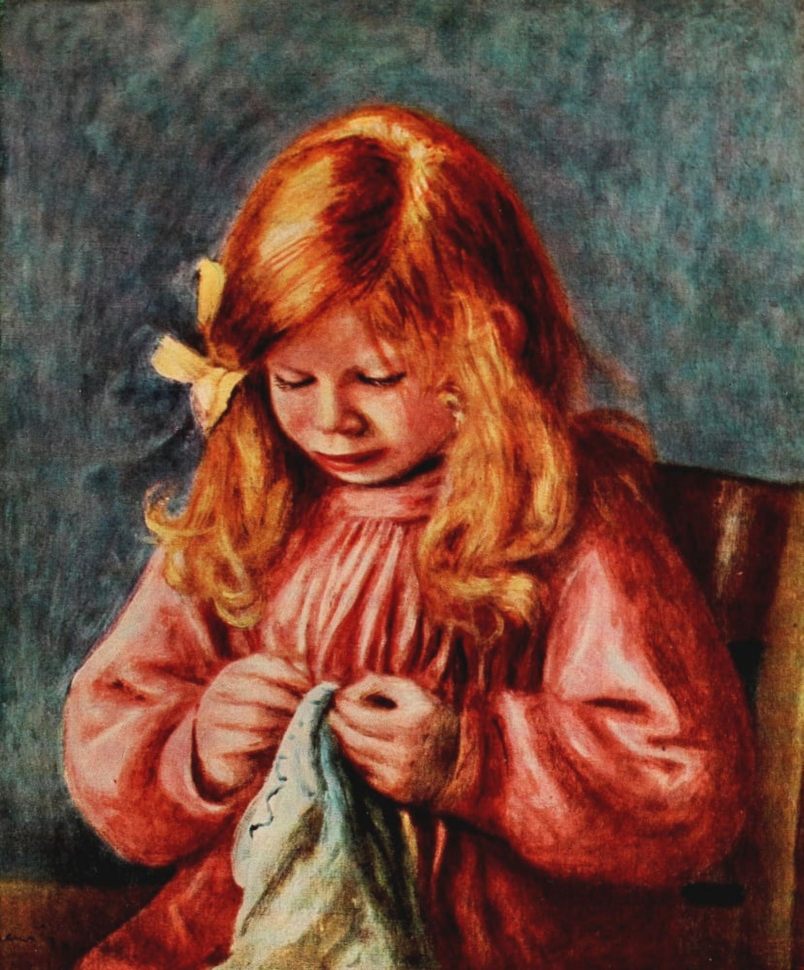 Jean Renoir sewing c1900 Canvas Art - Pierre-Auguste Renoir (24 x 36)