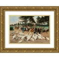 thumbnail image 1 of Jean Richard Goubie 18x13 Gold Ornate Wood Frame and Double Matted Museum Art Print Titled - Sunday Afternoon in the Acclimatization Garden (1882), 1 of 4