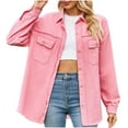 thumbnail image 1 of Jean Shirts for Women Denim Womens Plus Denim Stretch Denim Jacket, Women's Oversized Mid Long Denim Jacket Jean Biker Coat S-88 Hot Pink-a S, 1 of 9