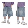 thumbnail image 1 of Jean Shorts Boys High Waisted Wide Leg Loose Jeans Shorts with Pockets Shorts for Boys 6-7 Years, 1 of 4
