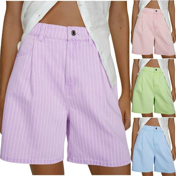 Jean Shorts Denim Shorts,Fashion Women's Button Zipper Pocket Cowboy Pants Shorts Jeans Pants High Waisted Denim Comfortable Casual Wear on Clearance,Purple S