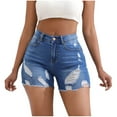 thumbnail image 1 of Jean Shorts For Women Denim Casual Summer Stretchy Jean Shorts Junior Bermuda Casual High Rise Denim Shorts Stretch Ripped Raw Hem Jean Shorts, 1 of 6