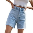 thumbnail image 1 of Jean Shorts For Women Denim Casual Summer Stretchy Jean Shorts Junior Bermuda Casual Mid Rise Denim Shorts Stretch Ripped Raw Hem Jean Shorts, 1 of 7