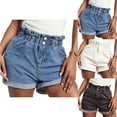 thumbnail image 1 of Jean Shorts For Women High Waisted Trendy Slim Fit Stretchy Beach Vacation White Folded Hem Hot Short Clothing XXL, 1 of 5