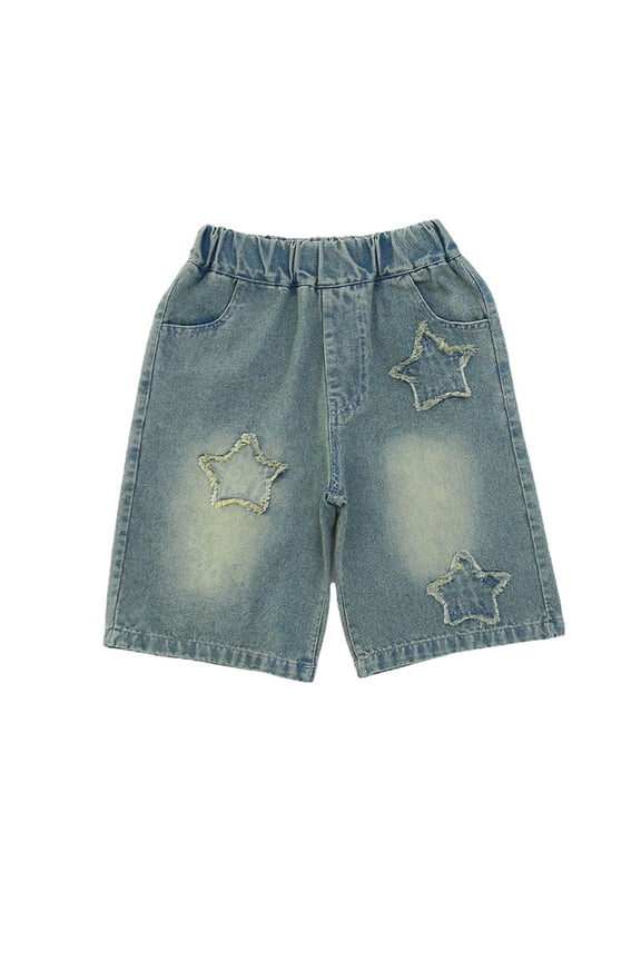 Jean Shorts Girls Ripped Girls Baggy Bermuda Jean Shorts Teen Cute Star Ripped Denim Shorts Y2K School Preppy Trendy Jorts Summer Casual Beach Clothes