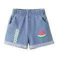 thumbnail image 1 of Jean Shorts Girls Size 9-10 Years Jean Shorts Girls Size 10 12 Toddler Girls' Summer Denim Shorts With Watermelon & Egg Embroidery, 1 of 3