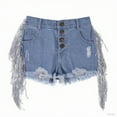 thumbnail image 1 of Jean Shorts Girls Stretchy Denim Shorts Girls Girls Summer Denim Shorts Fashion Loose Casual Distressed Ripped Jean Shorts with Fringe Elastic Waist Comfortable Playwear, 1 of 7