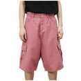 thumbnail image 1 of Jean Shorts Men Baggy Solid Color Performance Work Cargo Shorts with Pockets Knee Length Wide Leg Summer Casual Denim Shorts Men, 1 of 8