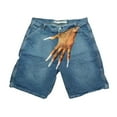 thumbnail image 1 of Jean Shorts Men Finger Print Casual Loose Fit Denim Bermuda Shorts with Pockets Summer Vacation Relaxed Men Denim Shorts, 1 of 2