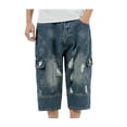 thumbnail image 1 of Jean Shorts Men Multi Pocket Casual Workwear Shorts Dark Blue, 1 of 7