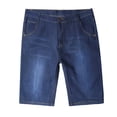 thumbnail image 1 of Jean Shorts Men Plus Size Loose Fit Stretch Straight Leg Denim Bermuda Shorts with Pockets Knee Length Summer Casual Mens Denim Shorts, 1 of 8