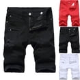 thumbnail image 1 of Jean Shorts Men Ripped Trunks Stretchy Washed Jeans Trunks Cut-Off Classic Fit Biker Jeans Trunks Summer Denim Cargo Shorts Black, 1 of 7
