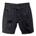 thumbnail image 1 of Jean Shorts Men Summer Ripped Straight Quarter Pants with Pockets Distressed Button Casual Denim Shorts Men, 1 of 8