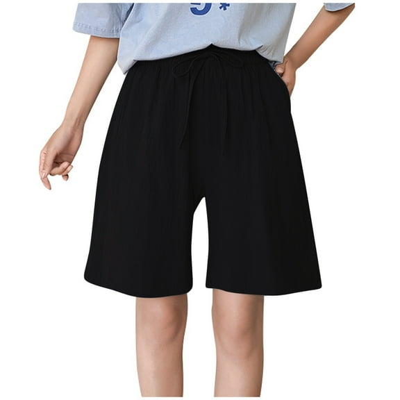 Jean Shorts Summer Fashion Casual Breathable Medium Pants Casual Wide Leg Loose Shorts Womens Pants Trendy Black XXXL