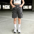 thumbnail image 1 of Jean Shorts for Teen Girls High Waisted Girls Jeans Shorts Baggy Cargo Denim Bermuda High Waist Bottom Trendy Summer Clothes for Teen Casual Jean Shorts Jorts, 1 of 6