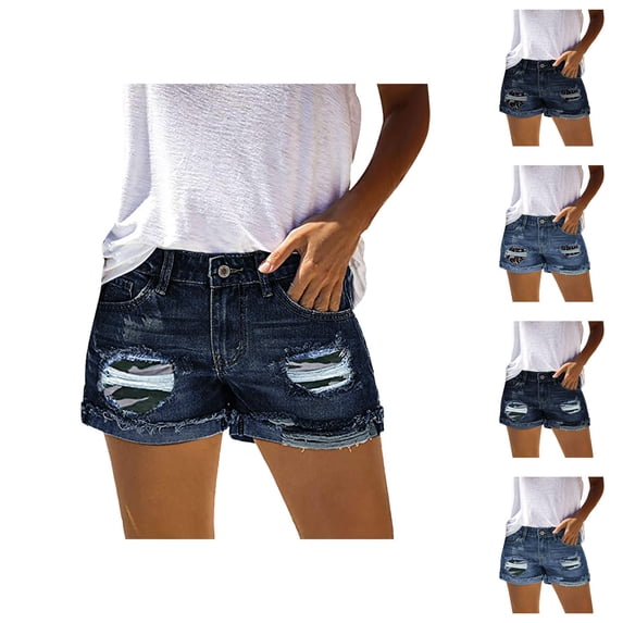 Jean Shorts Womens 2026 Summer Distressed Ripped Denim Shorts with Pockets