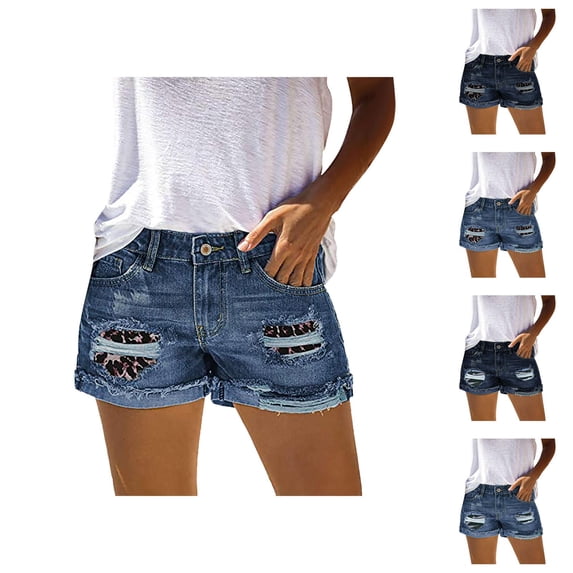 Jean Shorts Womens 2026 Summer Distressed Ripped Denim Shorts with Pockets