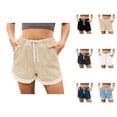 thumbnail image 1 of Jean Shorts Womens 2026 Summer Elastic High Waist Drawstring Cute Denim Shorts with Pockets, 1 of 7