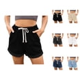 thumbnail image 1 of Jean Shorts Womens 2026 Summer Elastic High Waist Drawstring Cute Denim Shorts with Pockets, 1 of 7