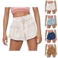 thumbnail image 1 of Jean Shorts Womens 2026 Summer High Waist Cute Ruffle Hem Wide Leg Flared Denim Shorts with Pockets, 1 of 7