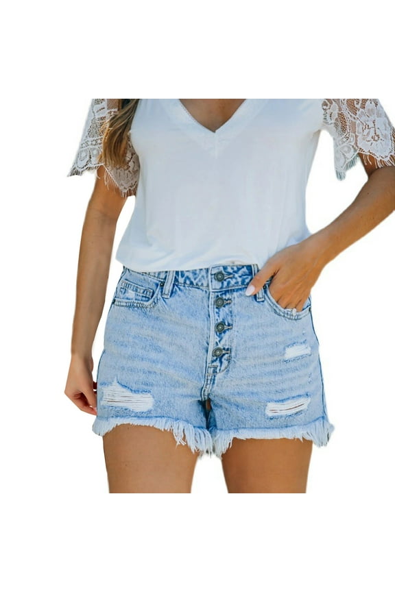Jean Shorts Womens, Audhol Women's Denim Shorts High Waisted Ripped Stretchy Denim Hot Short Distressed Hem Jeans Shorts with Pockets Womens Denim Shorts A L