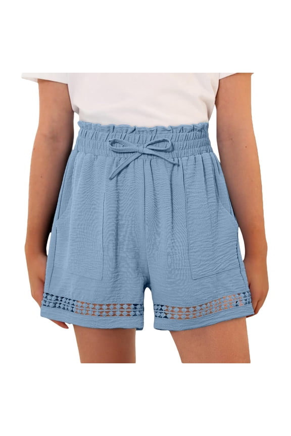 Jean Shorts Womens Casual Fashion Lace Relaxation Daily Outfits Bottoms for Women,BU1,L