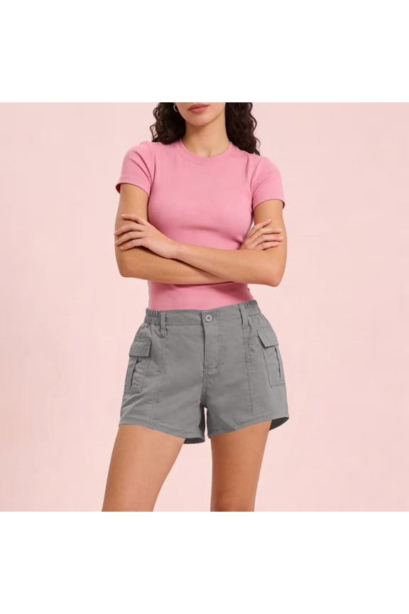 Jean Shorts Womens Casual High Waist Cargo Shorts with Pockets Summer Short Hot Pants
