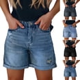 thumbnail image 1 of Jean Shorts Womens Casual Stretch Denim Jorts with Button Pockets for Summer Blue S, 1 of 3