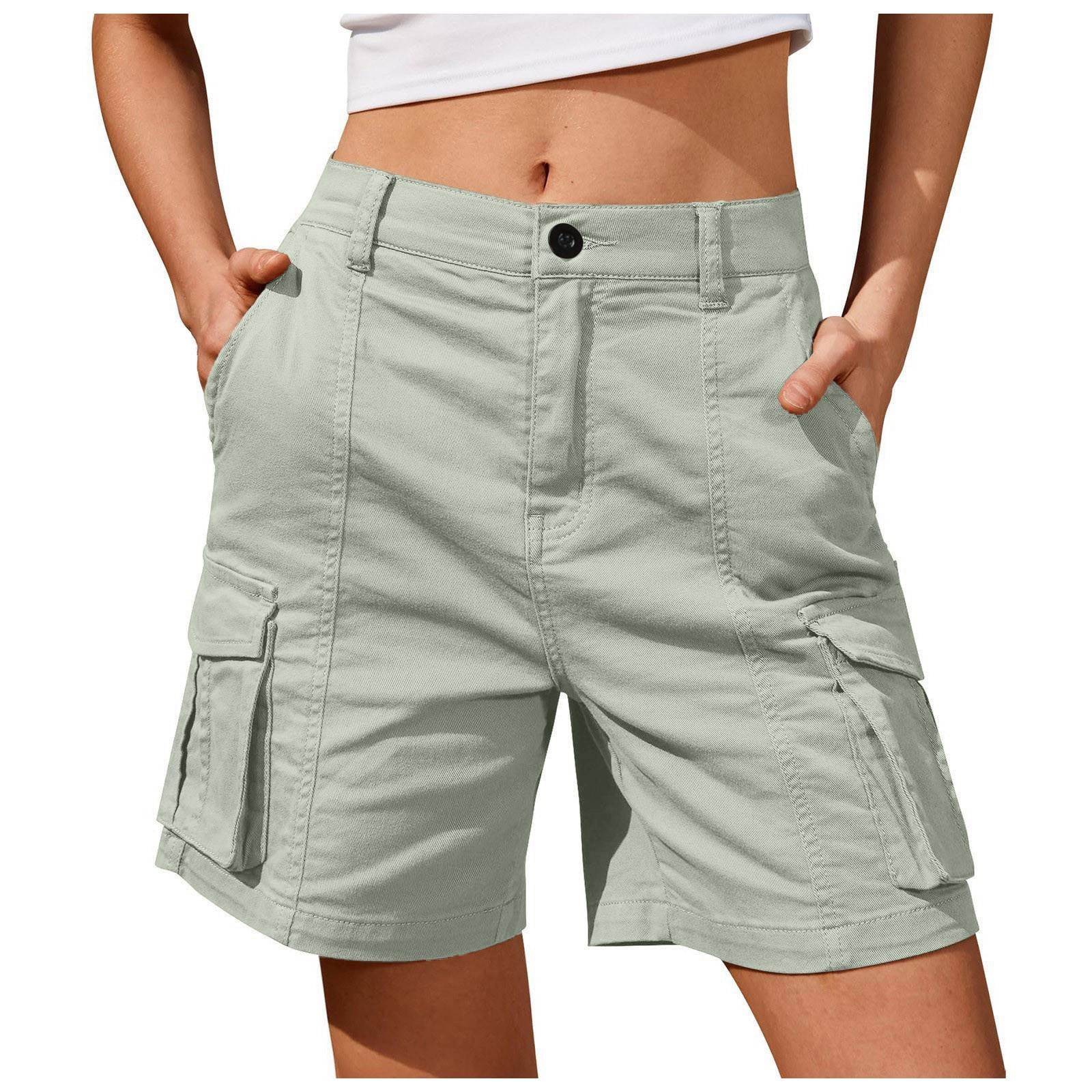 Women's Star Print Cargo Denim Shorts - High Waisted Jean Shorts Trendy Fashion