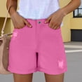 thumbnail image 1 of Jean Shorts Womens High Waisted Ripped Distressed Stretchy Denim Shorts Trendy Lightweight Summer Rolled Hem Shorts Hot Pink 2XL, 1 of 8