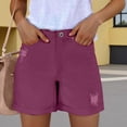 thumbnail image 1 of Jean Shorts Womens High Waisted Ripped Distressed Stretchy Denim Shorts Trendy Lightweight Summer Rolled Hem Shorts Purple L, 1 of 8