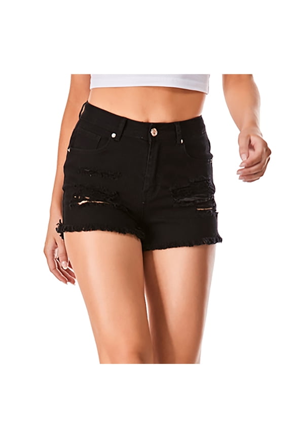 Jean Shorts Womens High Waisted Stretchy Buttons Frayed Raw Hem Ripped Sexy Denim Shorts Distressed Shorts,Gift for Mother's Day
