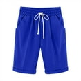 thumbnail image 1 of Jean Shorts Womens High Waisted Women Linen Shorts, High Waisted Lightweight Casual Summer Drawstring Beach Vacation Bermuda Shorts with Pockets Blue Blue L, 1 of 3