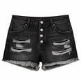thumbnail image 1 of Jean Shorts Womens Summer High Waisted Denim Stretchy Ripped with Pockets Black XL, 1 of 5
