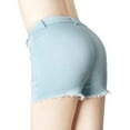 thumbnail image 1 of Jean Shorts for Girls Women's Skinny Raw Edge Denim Shorts High Rise Fray Hem Denim Shorts Stretch Denim Shorts for Juniors,Girls,Ladies,Light Blue, 1 of 11