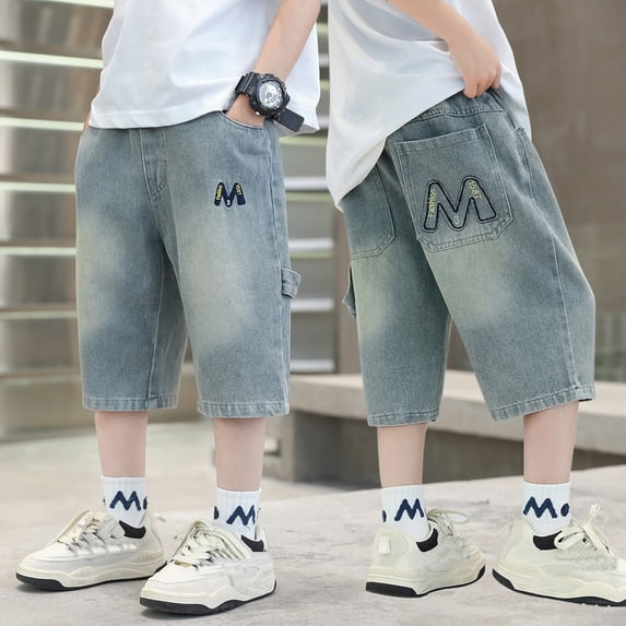 Jean Shorts for Kids Classic Straight Leg Denim Shorts with Pockets Boys Jeans 4-5 Years