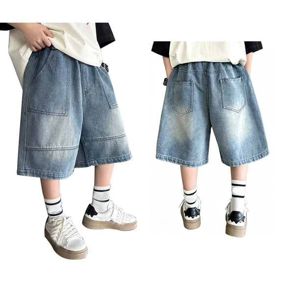 Jean Shorts for Kids High Waisted Straight Leg Jeans Shorts with Pockets 6-7 Years Shorts Boys