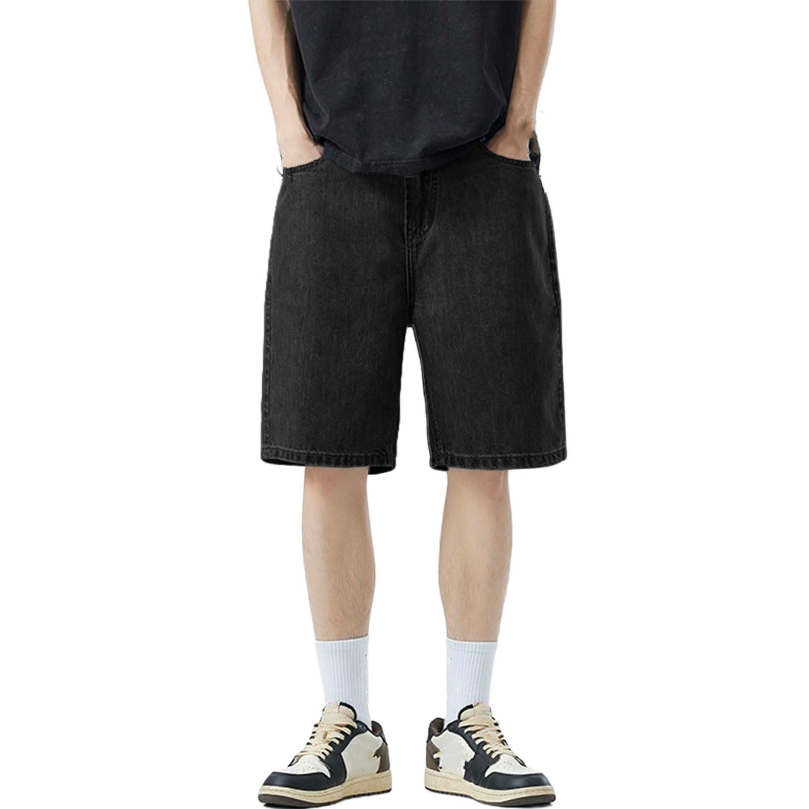 Men's Wide-Leg Denim Shorts with Plaid Accent main image 1