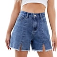 thumbnail image 1 of Jean Shorts for Women High Waisted Stretchy Casual Denim Shorts Front-Slit Frayed Hem Summer Trendy Jorts XXL, 1 of 10