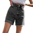 thumbnail image 1 of Jean Shorts for Women High Waisted Trendy Stretchy Crossover Waist Denim Shorts Casual Summer Pockets Dark Gray L, 1 of 7
